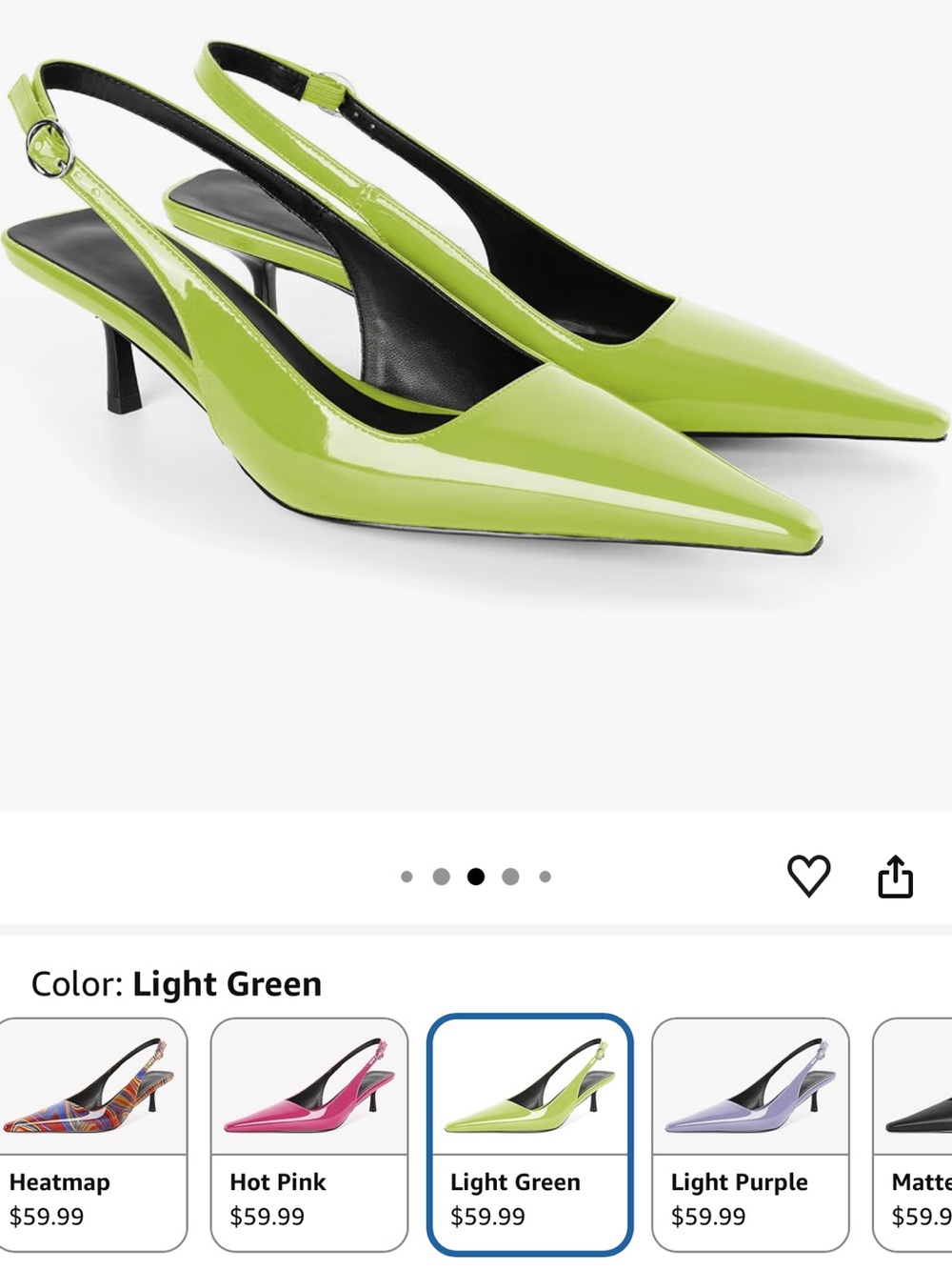 NWT!!! Women’s Pointed Toe Slingback Kitten Heels 2 inch in Light/Lime Green